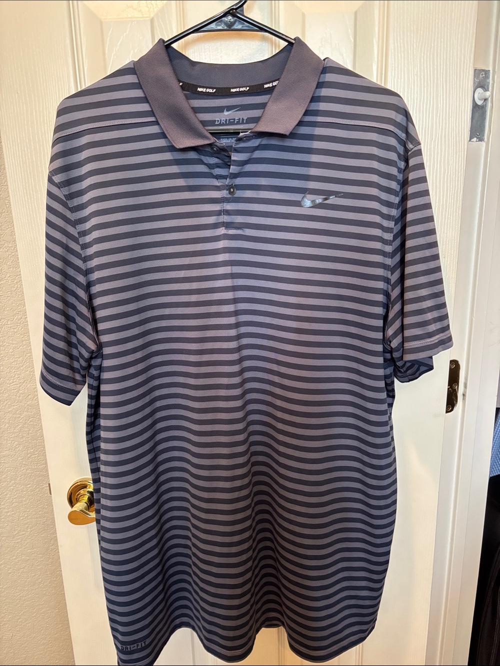 Nike Golf Dri-FIT Victory Stripe Men's Polo Shirt Grey Charcoal XL